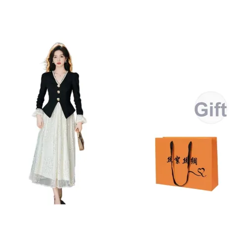 SIXUSICHOU Длинное платье с длинными рукавами женское