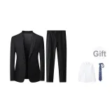 Black (Comes with Premium Long-Sleeved Shirt+Refined Tie)