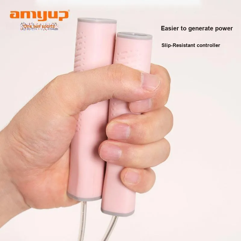 AMYUP Fitness Training Non Countable Jump Ropes Fitness Crowd PVC Steel Wire Rope, Silicone Controller 3m-2