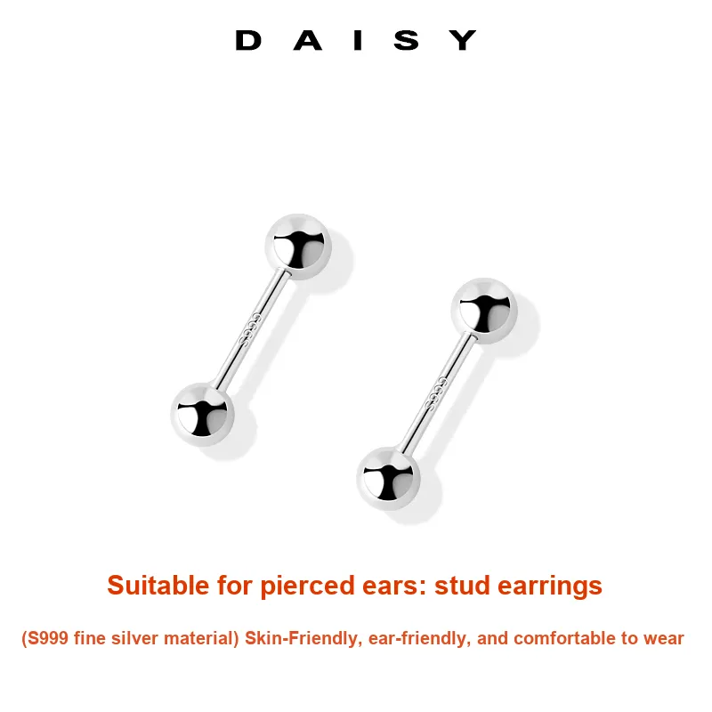 Daisy Dream 999 Fine Silver Stud Earrings Unisex-2
