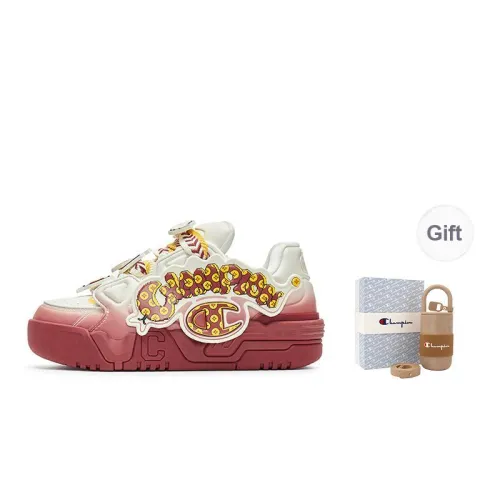 Champion Snake Year Buckle Fun Coco Skate Low-Top Skateboard Shoes Women's Milk White/Ash Red