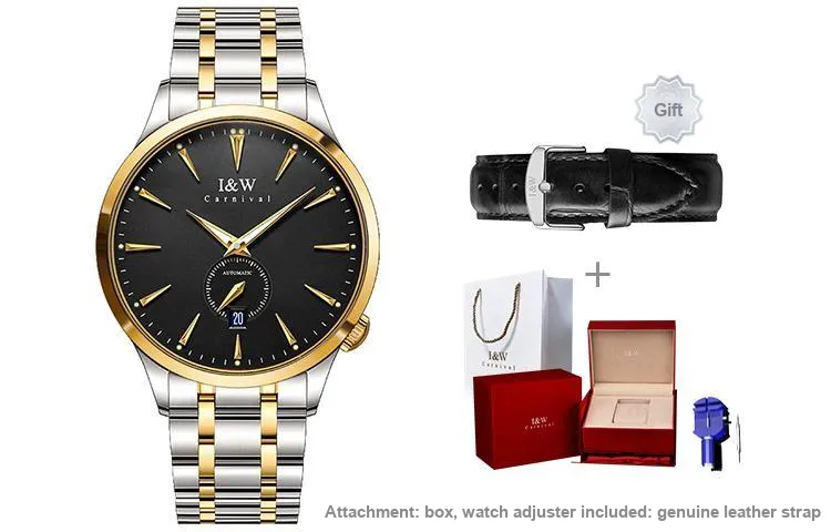 I&W CARNIVAL HWGUOJI Automatic Mechanical Movement Stainless Steel Watchband Watch Men's Watches White Dial-16