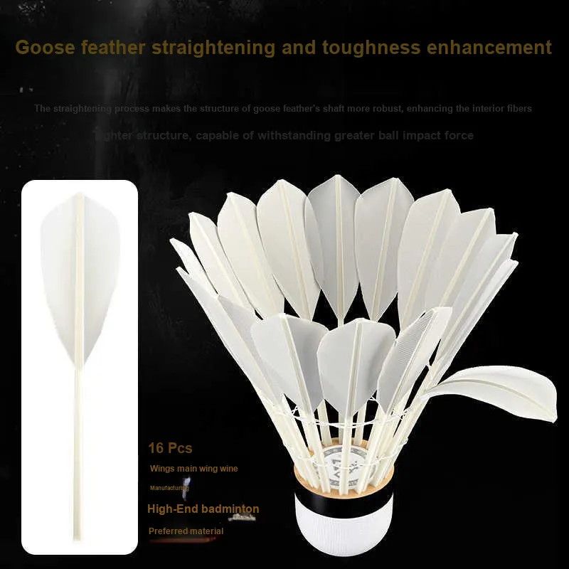 PEAK Goose Feather Shuttlecock 12 Pack Goose Feather All Round Goose Feather Shuttlecocks-1
