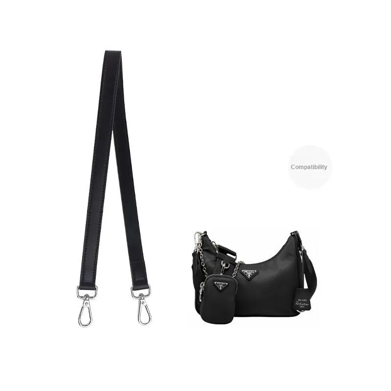 Cow Leather Bag Shoulder Strap Women's Black-3