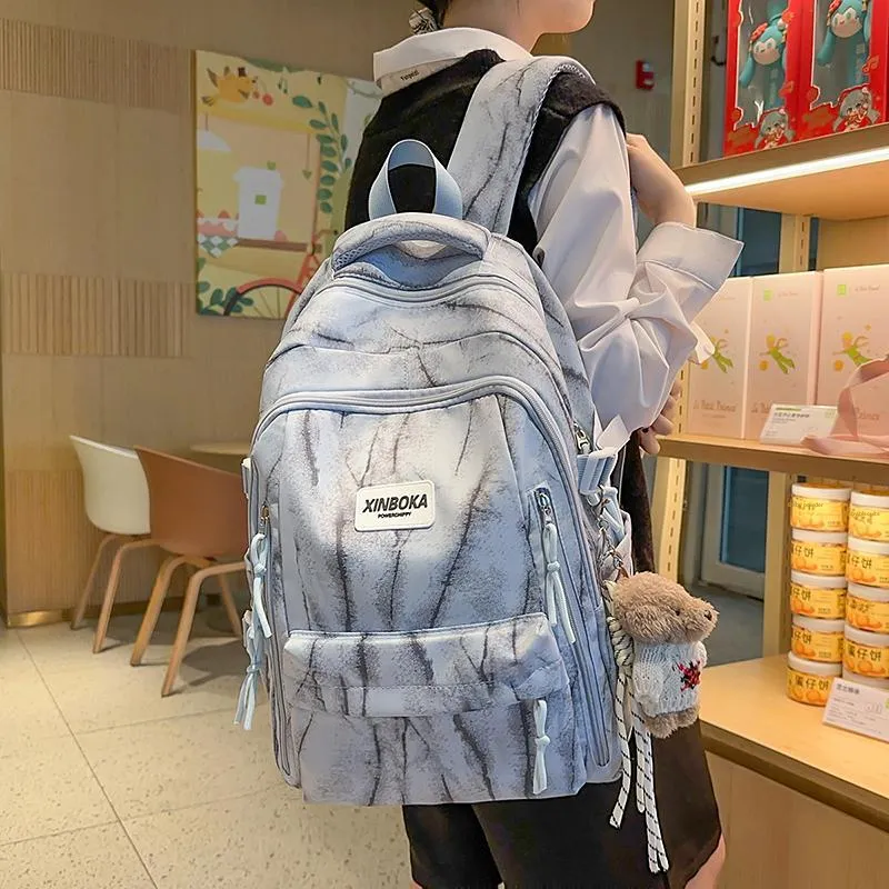 WICKBUEN Nylon Backpack Unisex White/Black/Coffee/Blue-15