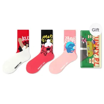 PL Mid Calf Socks Unisex Shopping Bag 3 Pack Mixed Color