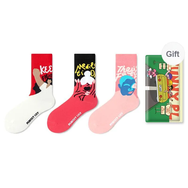 PL Mid Calf Socks Unisex Shopping Bag 3 Pack Mixed Color-0