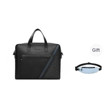 PIERRE CARDIN Large Capacity Computer Cow Leather Briefcase, One Shoulder Handbag, Crossbody Bag Men's