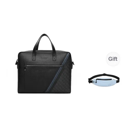 PIERRE CARDIN Large Capacity Computer Cow Leather Briefcase, One Shoulder Handbag, Crossbody Bag Men's