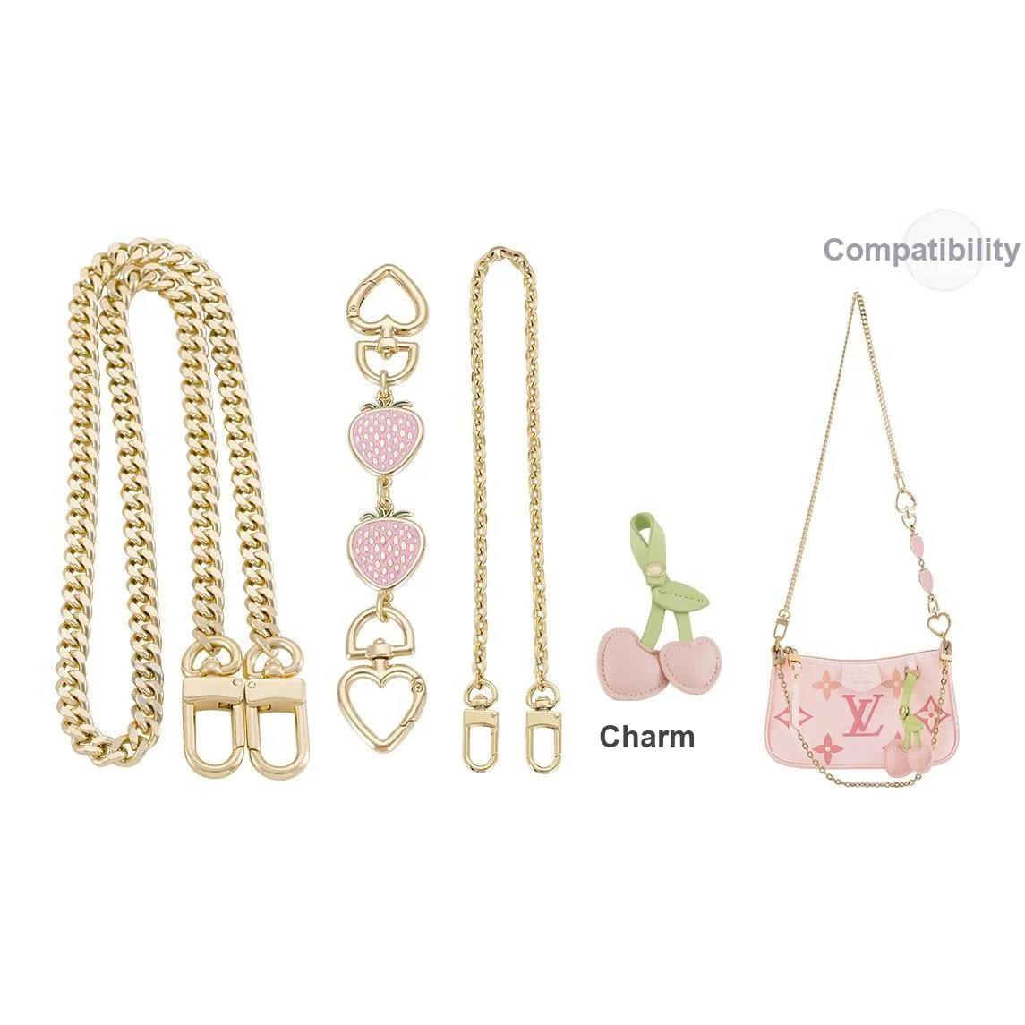 Lan Bao Fan Металл Сумка Ремень Аксессуары для сумок Женские Золотой Тон