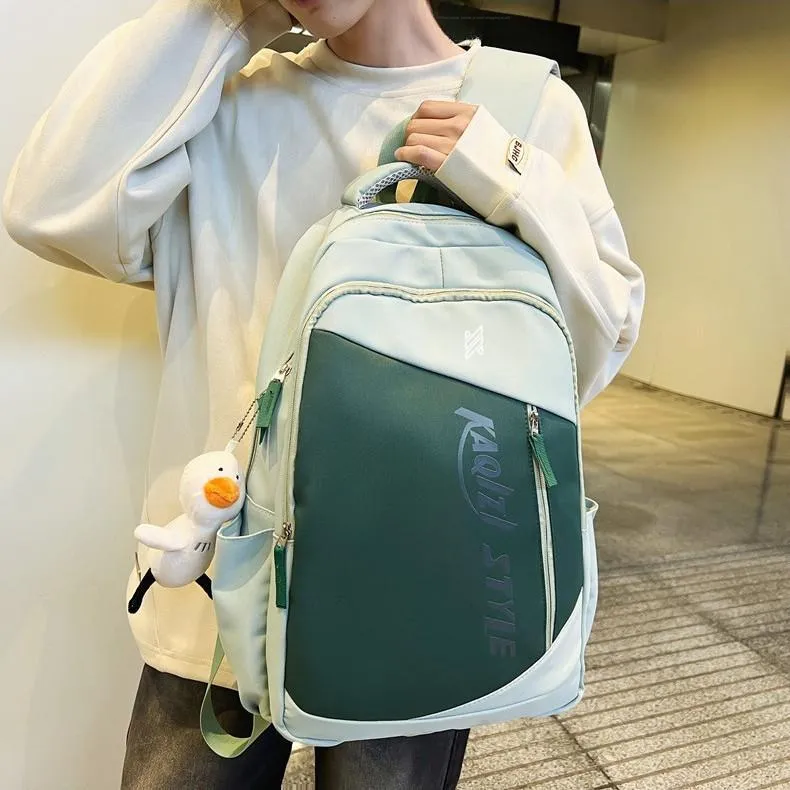 NOMK Nylon Backpack Backpack Travel Backpack Laptop Bag Unisex Black/Green/White/Blue-9