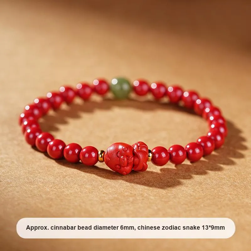 ZHANGKAKA Reconstructed Cinnabar Bracelets Women's-5