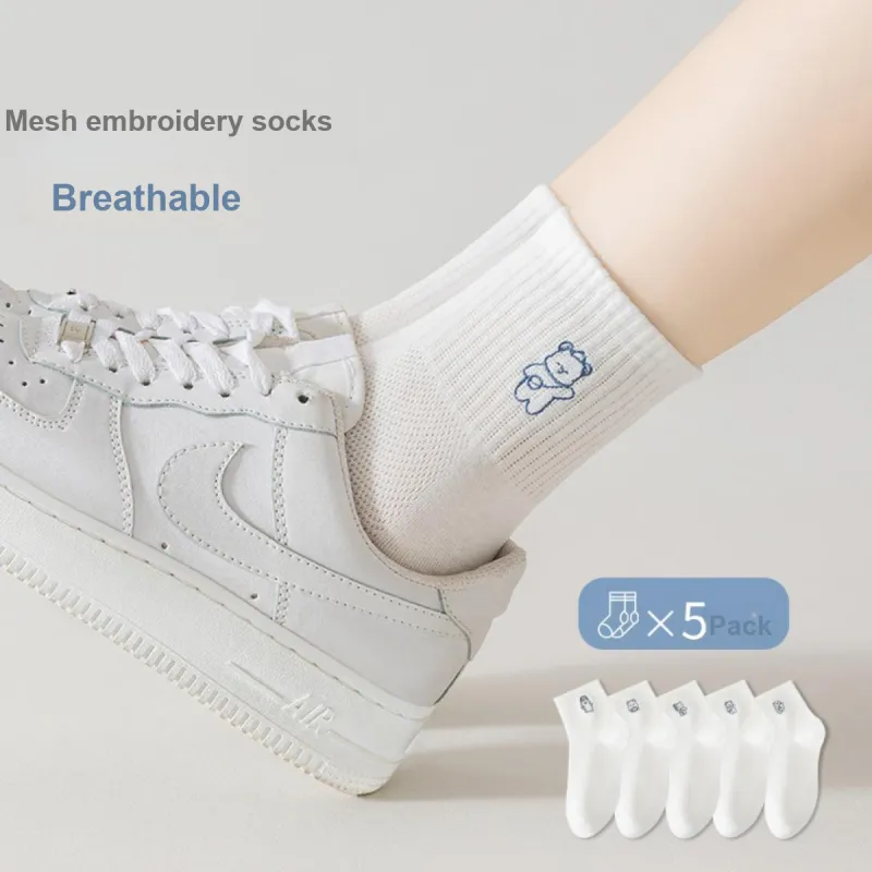 Ordifen Ankle Socks Women's 5 Pack White-2