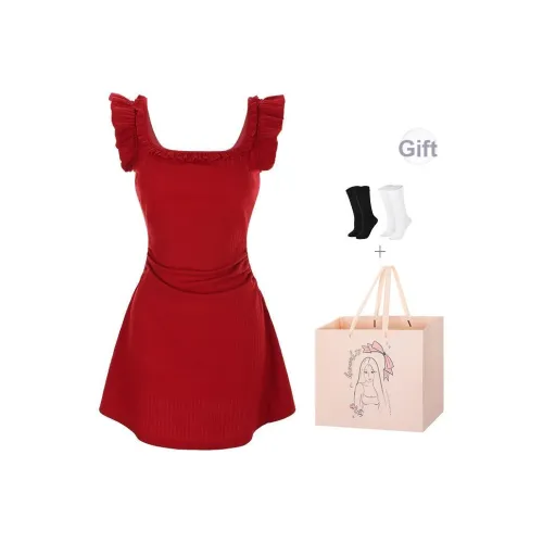 BSEVENI Короткое платье с короткими рукавами женское