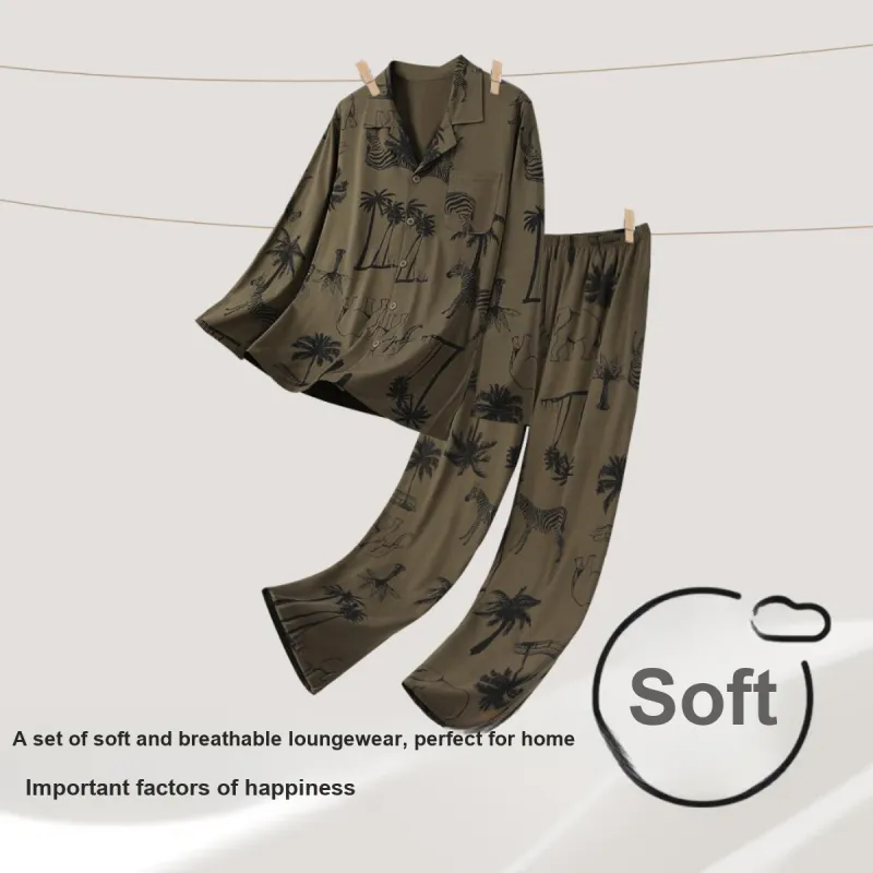 Aannsfam Pajama Set Men's Olive Green-2