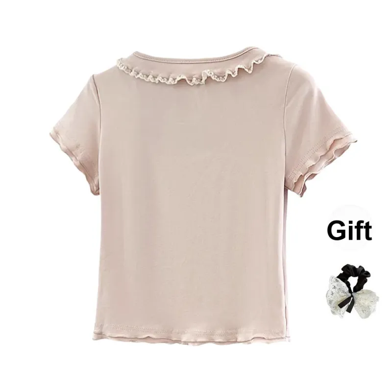 Set in Sleeve Minimalist Style Basic T Shirt Women's-4