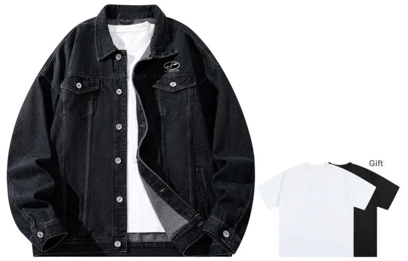 A.X.S.K Denim Jacket Unisex Comes With Short Sleeved Shirt-0