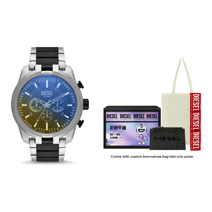 DIESEL Мужские часы Кварцевый механизм Металлический ремешок 51 мм Синий циферблат