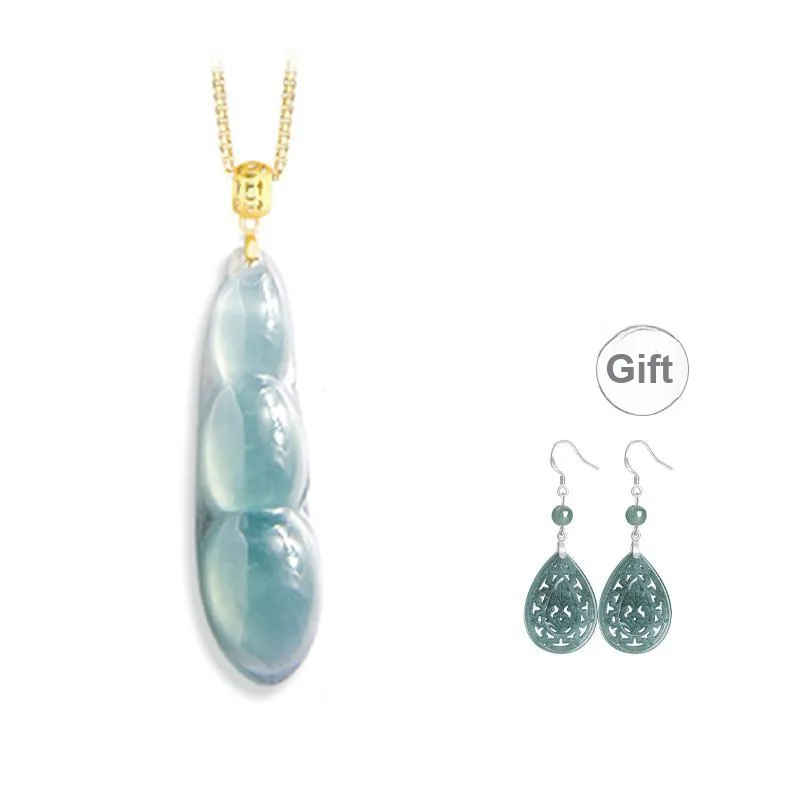 Long Fu Glutinous Jade Necklace Holiday Accessory # Good Luck Women's-9