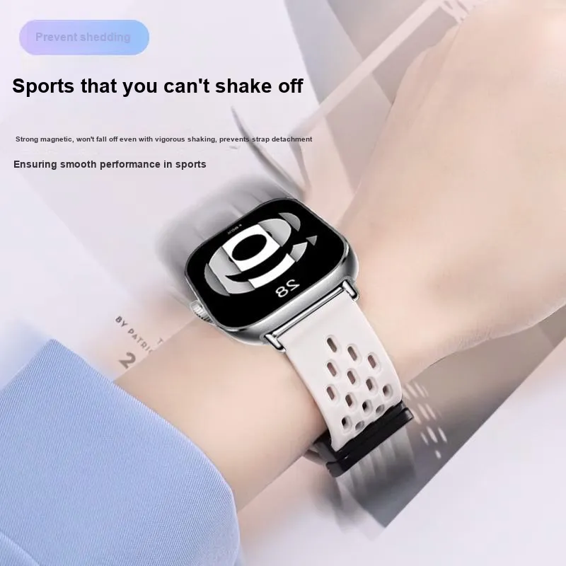 IBOANN Watch Band Xiaomi Red Beige Compatibility Silicone Material-4