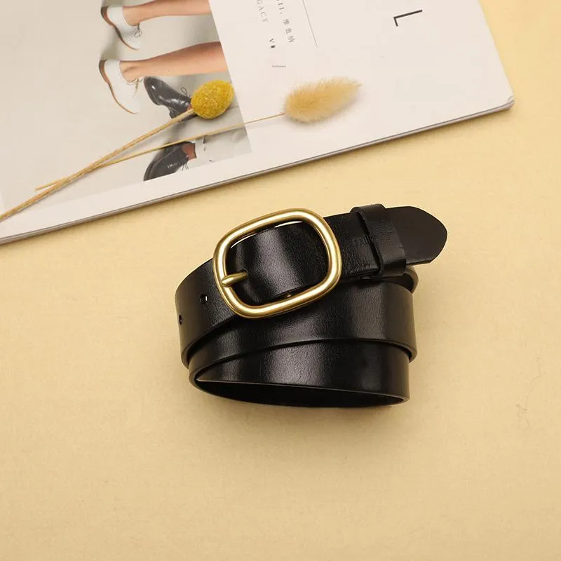 MILLIE'S Minimalist Luxe Elegant Pin Buckle Belt Top Grain Cow Leather Leather Belts Women's Width 2.8CM-1