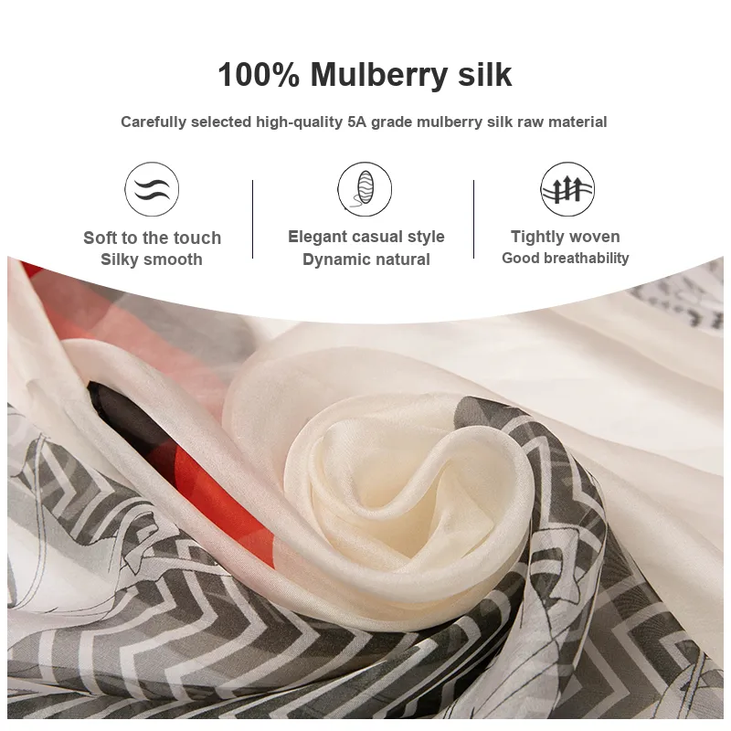 H YXIANG Silk Scarves Women's-32