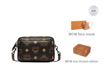 MCM Canvas Sling Bag Small Size Unisex Black