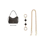 Straight Gold Round Buckle Black Four-Leaf Clover 2-Piece Set[12cm+47cm]