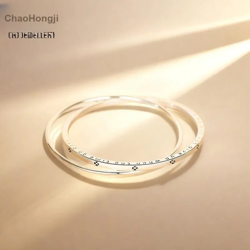 CHAOHONGJI 999 Fine Silver Bangles Women's-3