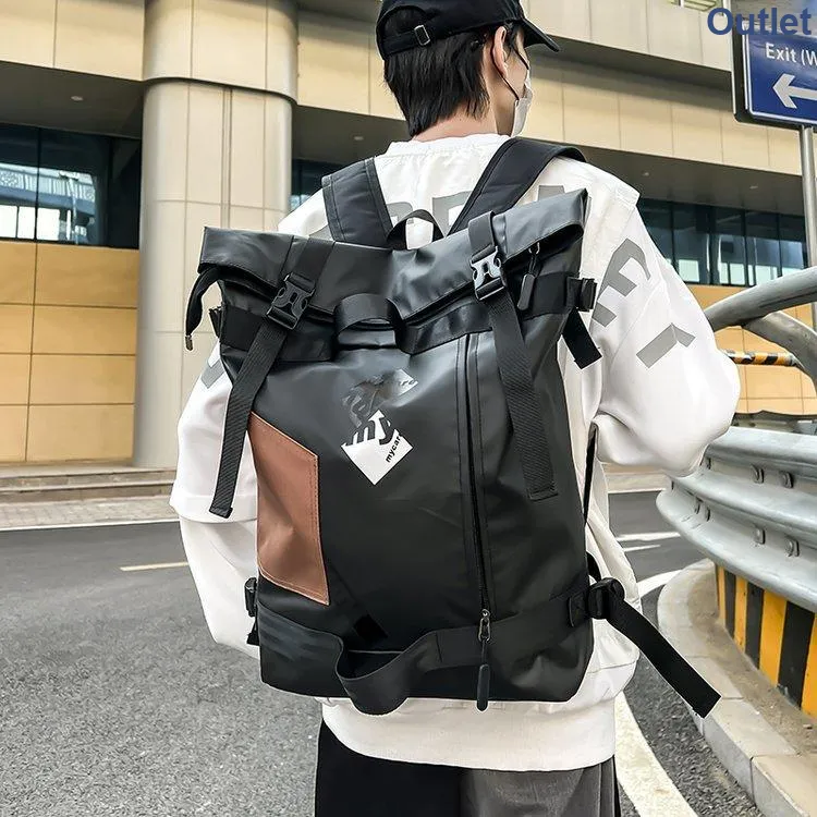 ZOGA Oxford Canvas Backpack Unisex Black Brown-8