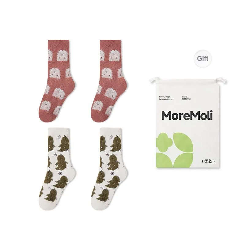 Moremoli Mid Calf Socks Women's 4 Pack Shopping Bag-1