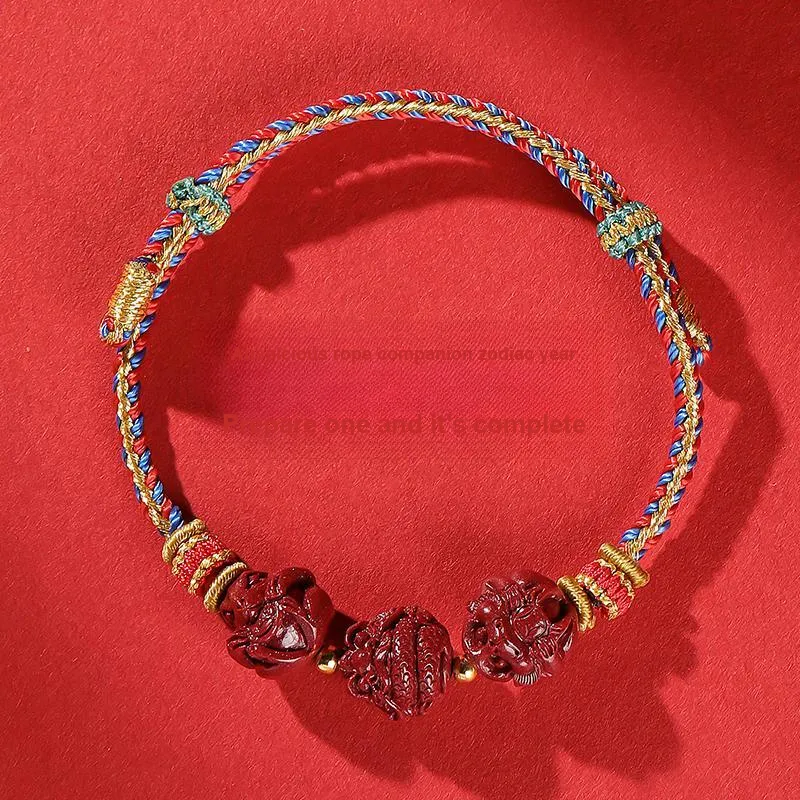 With The Heart Of The Jade Reconstructed Cinnabar Bracelets Unisex-4