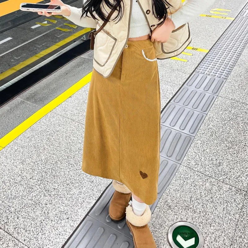 Tonlion Casual Long Skirts Women's Khaki-1