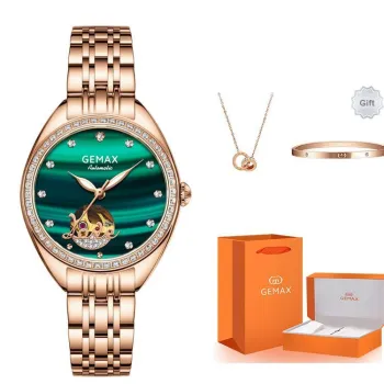GEMAX Wrist Watch Automatic Mechanical Movement Stainless Steel Watchband Watch Women's Watch Green Dial