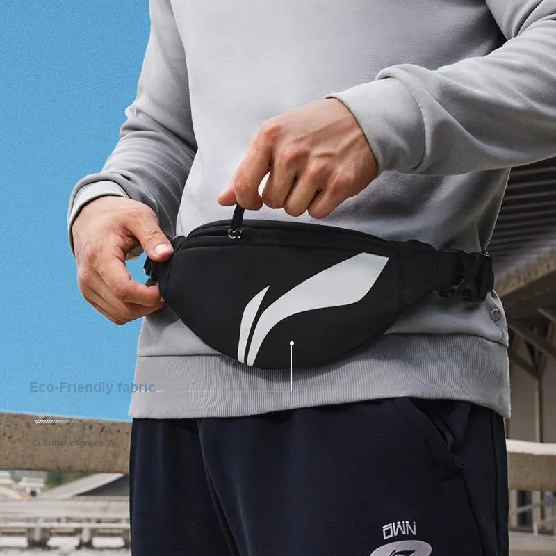LiNing Fitness Series Polyester Fanny Pack Sling Bags Regular Unisex Gray Green-5