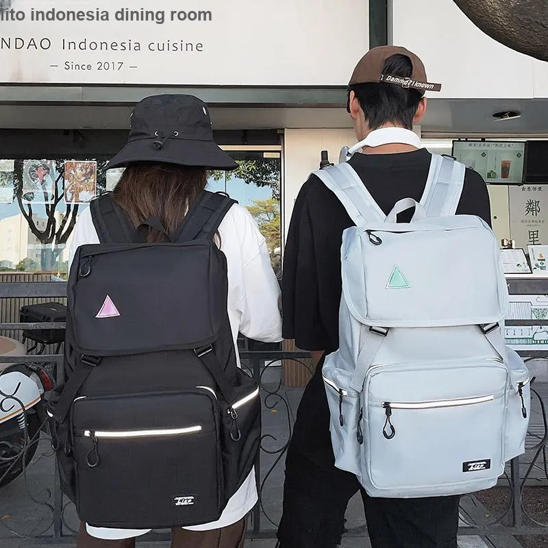 OZUKO Nylon Backpack Travel Unisex Light Gray/Black-4