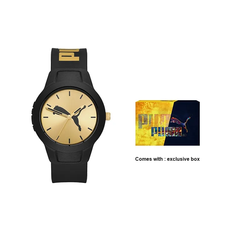 PUMA Женские часы Кварцевый механизм Силиконовый ремешок 36 мм Золотой циферблат