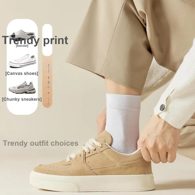 MIIOW Mid Calf Socks Men's 5 Pack White-6