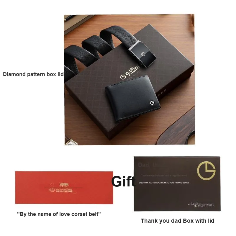 GOLDLION Top Layer Cow Leather Belt Men's Width 3.5cm-10