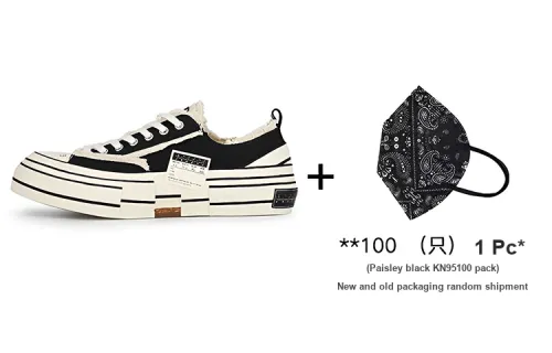 VESSEL G.O.P. Lows Low Top Skateboard Shoes Unisex Black Paisley KN95 Face Masks 100 Pack Set