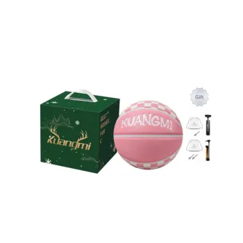 Kuangmi Checkerboard Collection PU Basketball Pink White Size 7 Training Unisex
