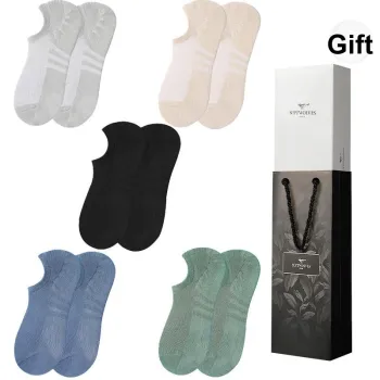 SEPTWOLVES Ankle Socks Men's 5 Pack Gift Box Set+Shopping Bag