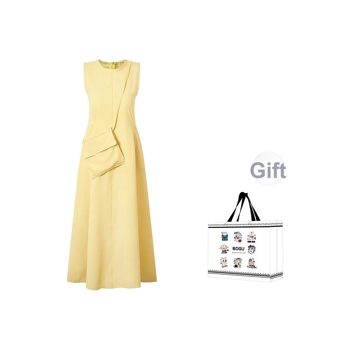 BDGU Желтые Женские Платья без рукавов