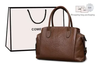COMELY Cow Leather Patchwork Synthetic Leather Crossbody Bag Boston Women's Pillow Bag Large Size Women's Caramel
