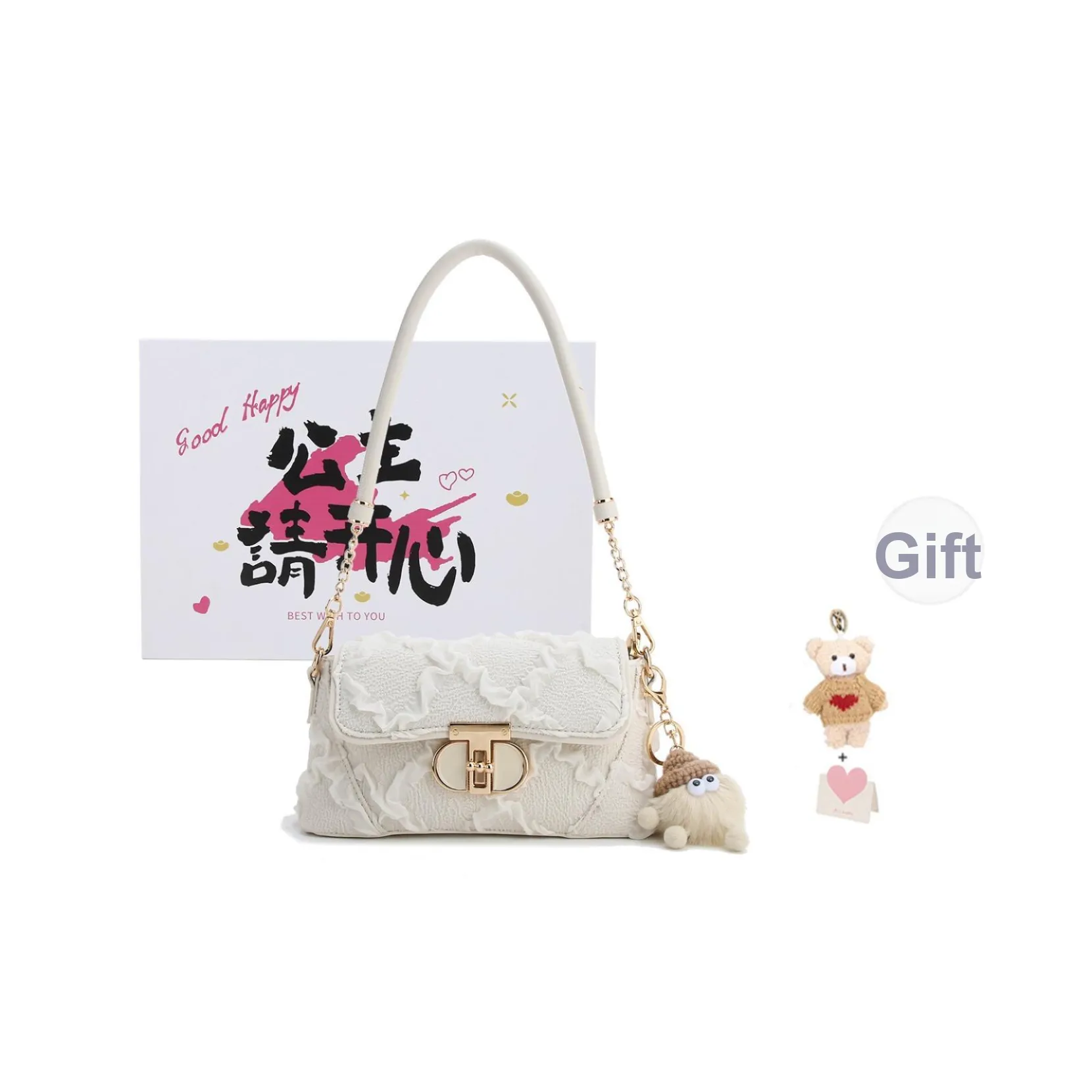 BUHOWE ПУ (полиуретан) Сумка через плечо Женская Белая