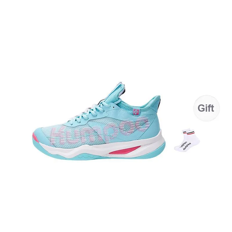 KUMPOO Badminton Shoes Unisex Mid Top White Lake Blue-1