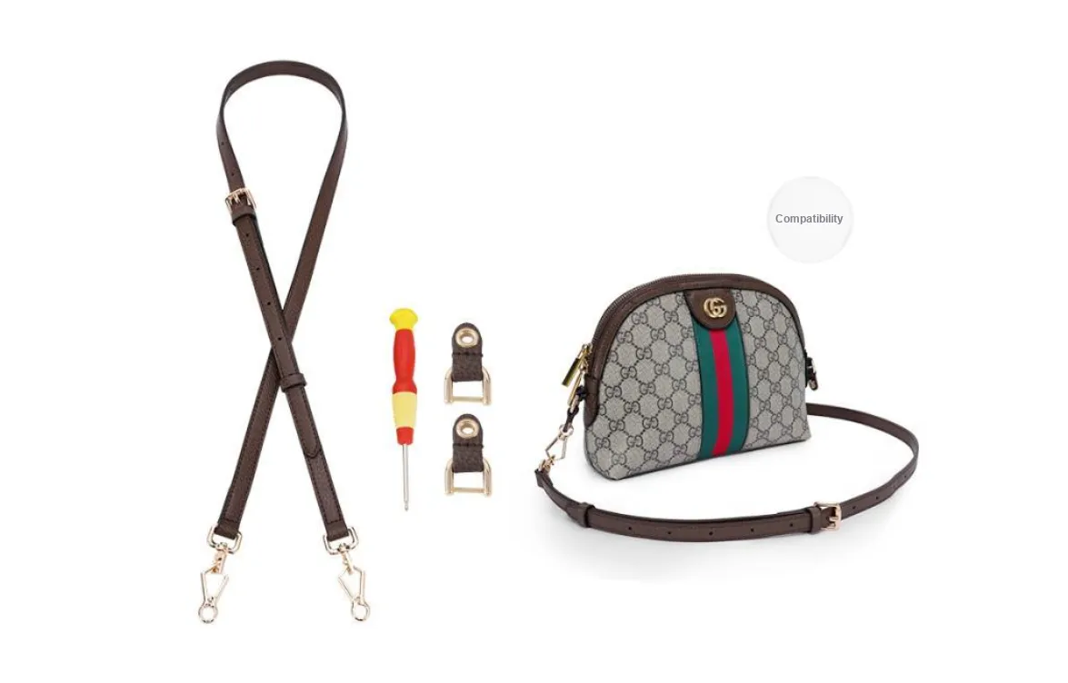 Lan Bao Fan Cow Leather Metal Crossbody Bag Strap Replacement Women's Brown