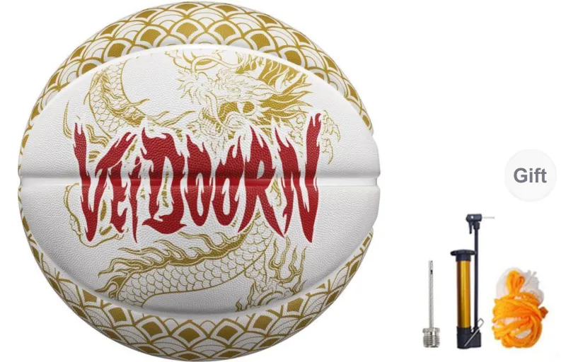 VEIDOORN Rubber Basketball White Gold Size 7 Street Training Unisex-0