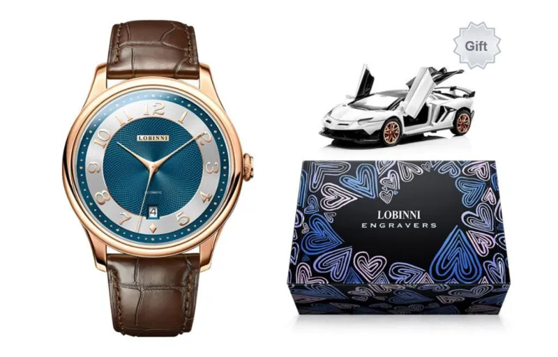 LOBINNI L Men's Watches Automatic Mechanical Movement Cowhide Strap Watch Men's Watches White Dial-14