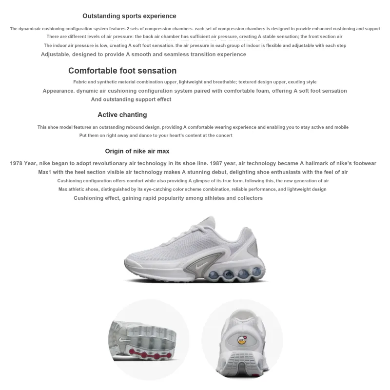 Nike Air Max Dn Breathable Lightweight Cushioning Low Top Kids' Running Shoes White Kids'-1